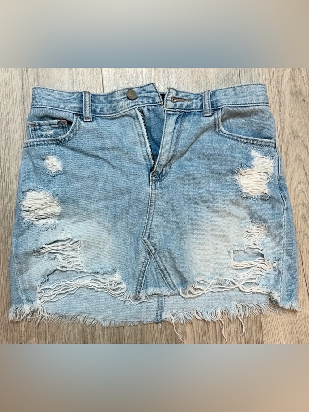 Hollister Light Blue Denim High-Rise Skirt